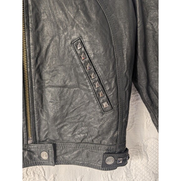 Ed Hardy by Christian Audigier Women's S Black Leather Jacket World Tour Skull - Picture 7 of 16